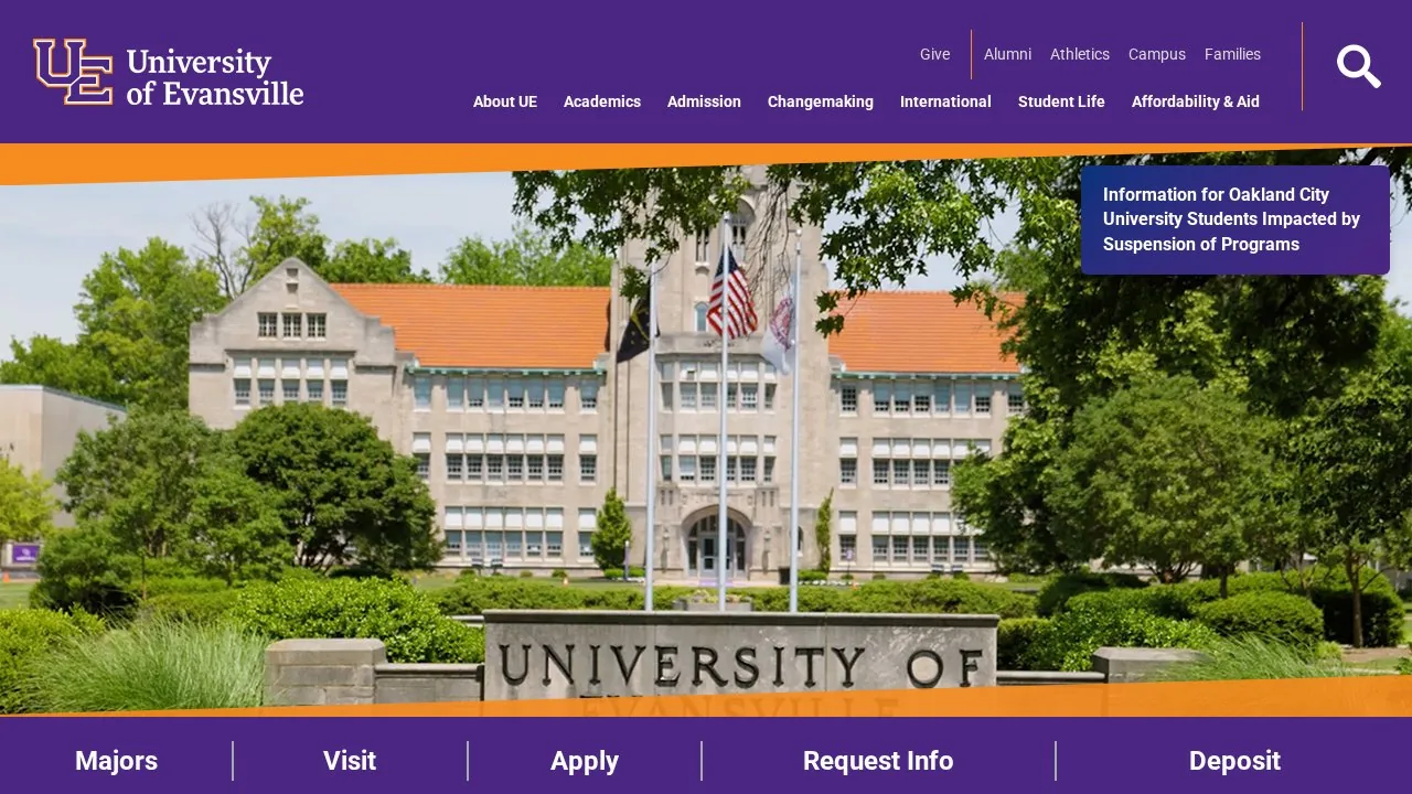 University of Evansville campus