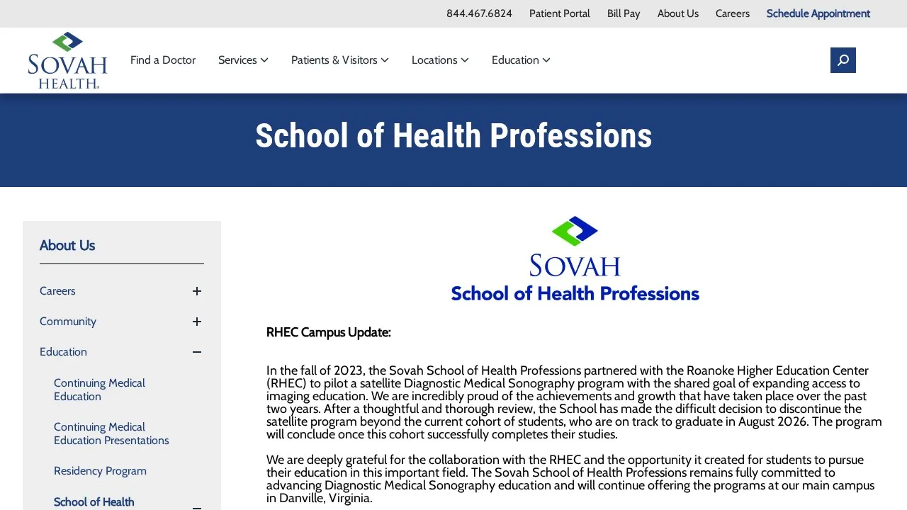 Sovah School of Health Professions campus