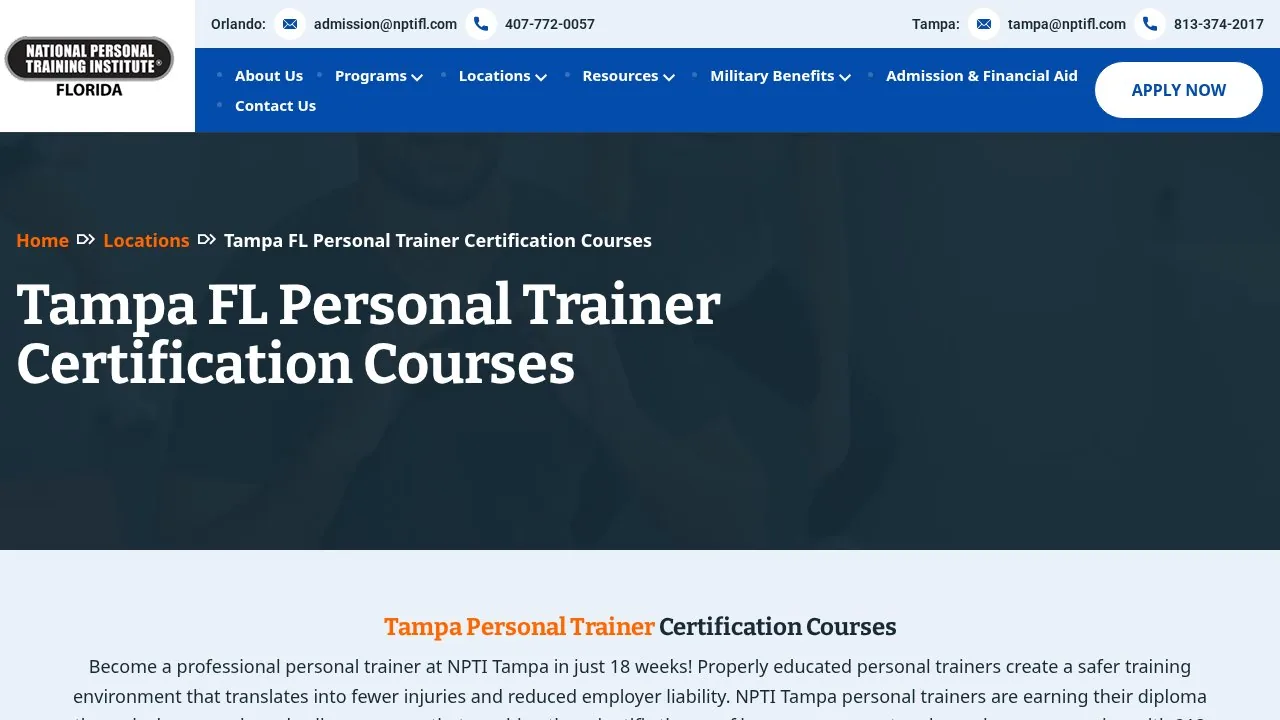 National Personal Training Institute Tampa campus